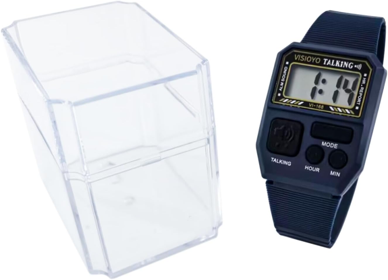 Rectangle English Talking Watch for the Blind & Visually Impaired - Easy-to-Use Voice Announcement Watch with Alarm Function (Blue)