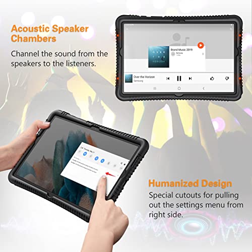 Fintie Silicone Case For Samsung Galaxy Tab A8 10.5 Inch 2022 Model (Sm-X200/X205/X207), Honey Comb Series Kids Friendly Light Weight Shock Proof Protective Cover, Black #TOP4