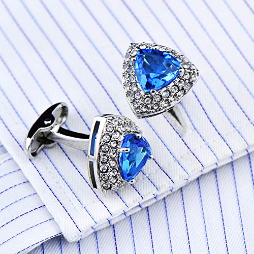 Mancuernillas clásicas triangulares azules para hombre miniatura 2