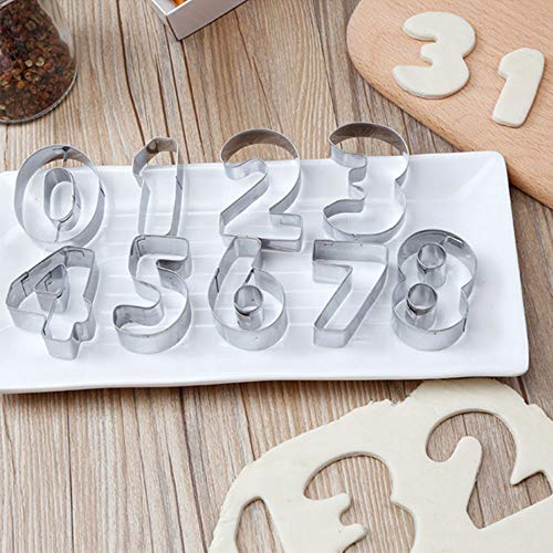 Numbers Cookie Cutters 2 Inches 9Pcs Jelly Fondant Cutter Set, Stainless Steel, Large Number Cutter For Fondant Biscuit, Cake, Fruit, Vegetables, Or Dough Stainless Steel (2'' Number Cutter) #TOP1