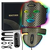 CadeVita Red Light Therapy Mask for Face and Neck, 7 Colors LED Face Mask with 173 LED Beads, 1200mAh Rechargeable Led Face Mask with Timer Function for Skin Care Device at Home and Travel, Black