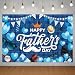 Father's Day Backdrop, Happy Fathers Day Decorations Blue Plaid Dad Party Banner Background with Crown Mustache Glasses Tie Hat for Fathers Day Photo Booth, 71 x 43 Inch