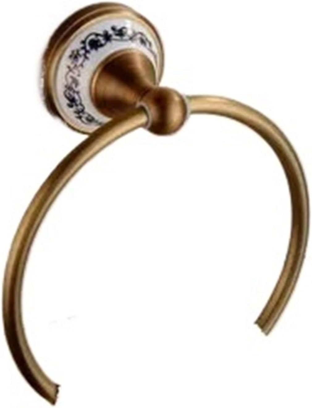 Antique Brushed Solid Brass Bathroom Accessories Sets European Porcelain Hardware Ceramic Retro Products(Towel Ring)