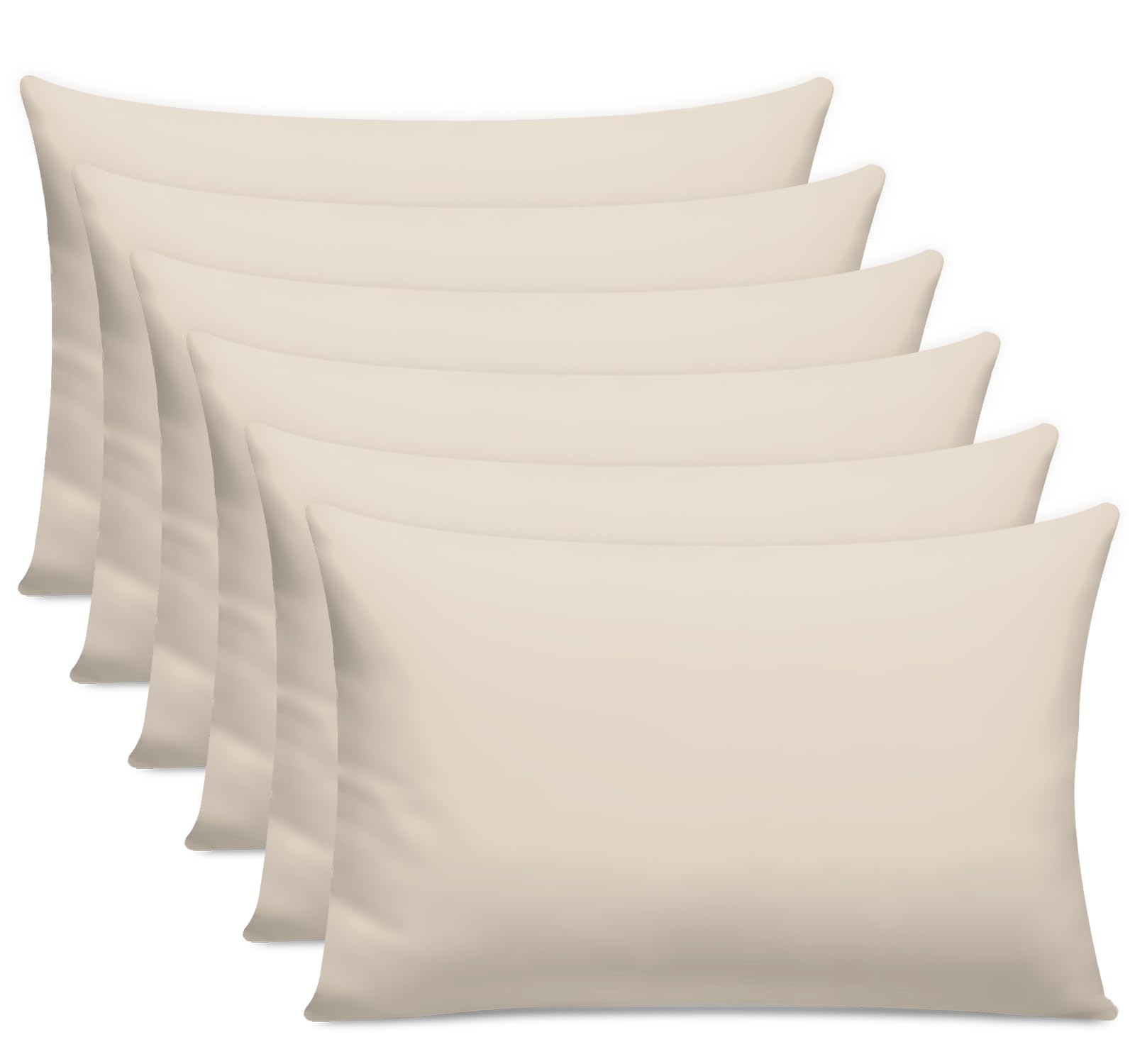 Grace 08 - Taupe 300 Thread Count Egyptian Cotton Pillow Cases 6 Pack Hotel Quality Taupe Pillow Covers With Envelope Closure