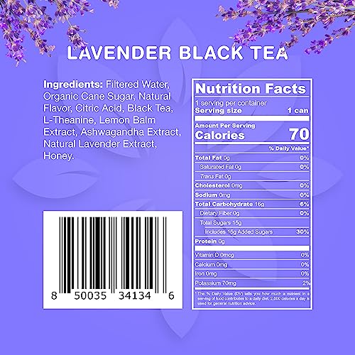 Zenjoy Relaxation Drink, Calming Green Tea & Black Tea, Non Alcoholic, Ashwagandha & Lemon Balm for Anxiety Relief, L - Theanine for Focus (12 Pack) (Lavender) - Image 3