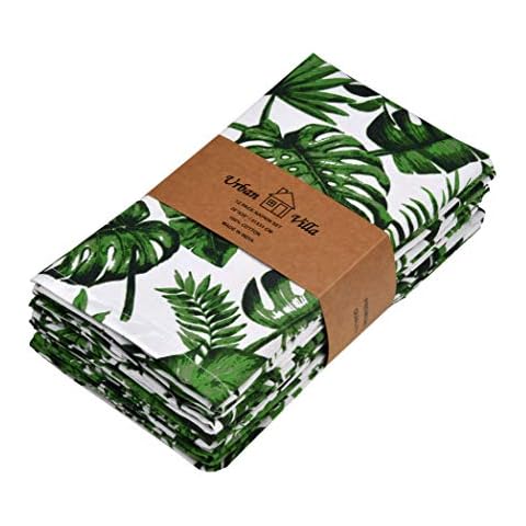 Urban Villa,Tropical Print,Premium Quality,Dinner Napkins, 100% Cotton, Set of 12, Size 20X20 Inch, Multi Colors, Over Sized Cloth Napkins with Mitered Corners, Ultra Soft, Durable Hotel Quality Cover
