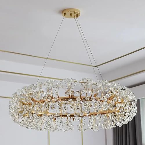 Image of Modern Tree Branches Chandeliers Gold Luxury Round Raindrop Pendant Light Fixture Tassel Ceiling Hanging Light for Dining Room Bedroom Living Room Entryway (ADW-Tree branches-800MM)