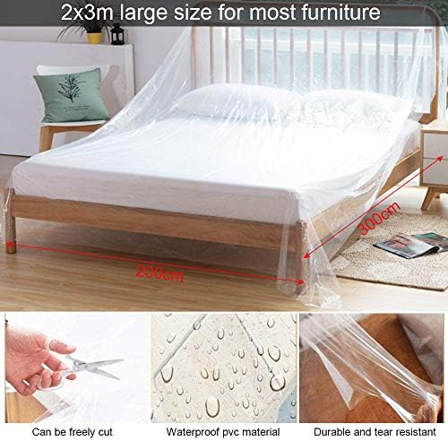 KLYNGTSK Plastic Moving Mattress Covers Transparent Furniture Cover Plastic Heavy Duty Polythene Protection Plastic Sofa Dust Cover for Moving Protection and Long Term Storage