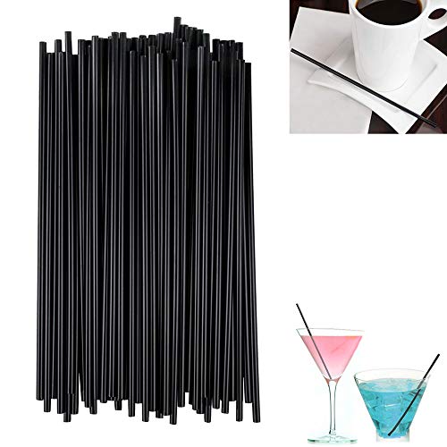 600ct Stirring Straws Sip Coffee Cocktail Mix Black Plastic Stirrer Sticks 5.25
