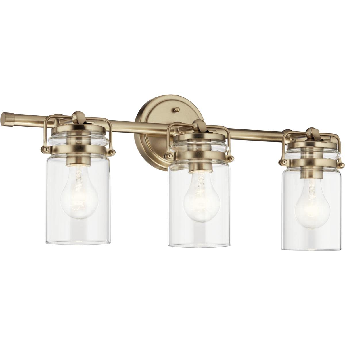 Kichler, Brinley 24" 3 Light Vanity Light with Clear Glass in Champagne Bronze, 45689CPZ