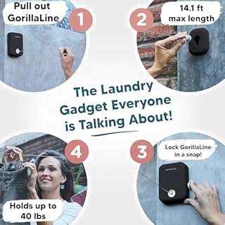 GorillaLine - Retractable Clothesline Indoor Outdoor Clothes Line - Heavy Duty Clothes Drying Laundry Line - Wall Mounted Drying Rack - Air Dry Clothing