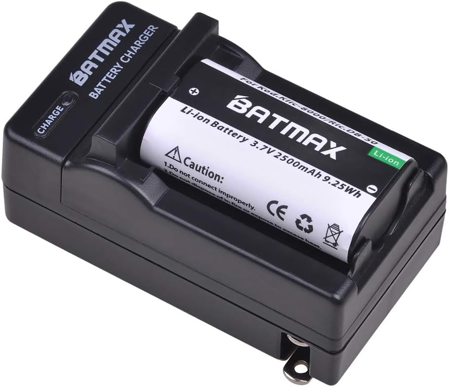 Batmax 2Pcs 2500mAh KLIC-8000 KLIC8000 DB50 Battery + Charger Kits for Kodak Easyshare Zx1 ZxD Z612 Z712 Z812 Z1085 Z1015 Z1012 Z1485 Z8612 is