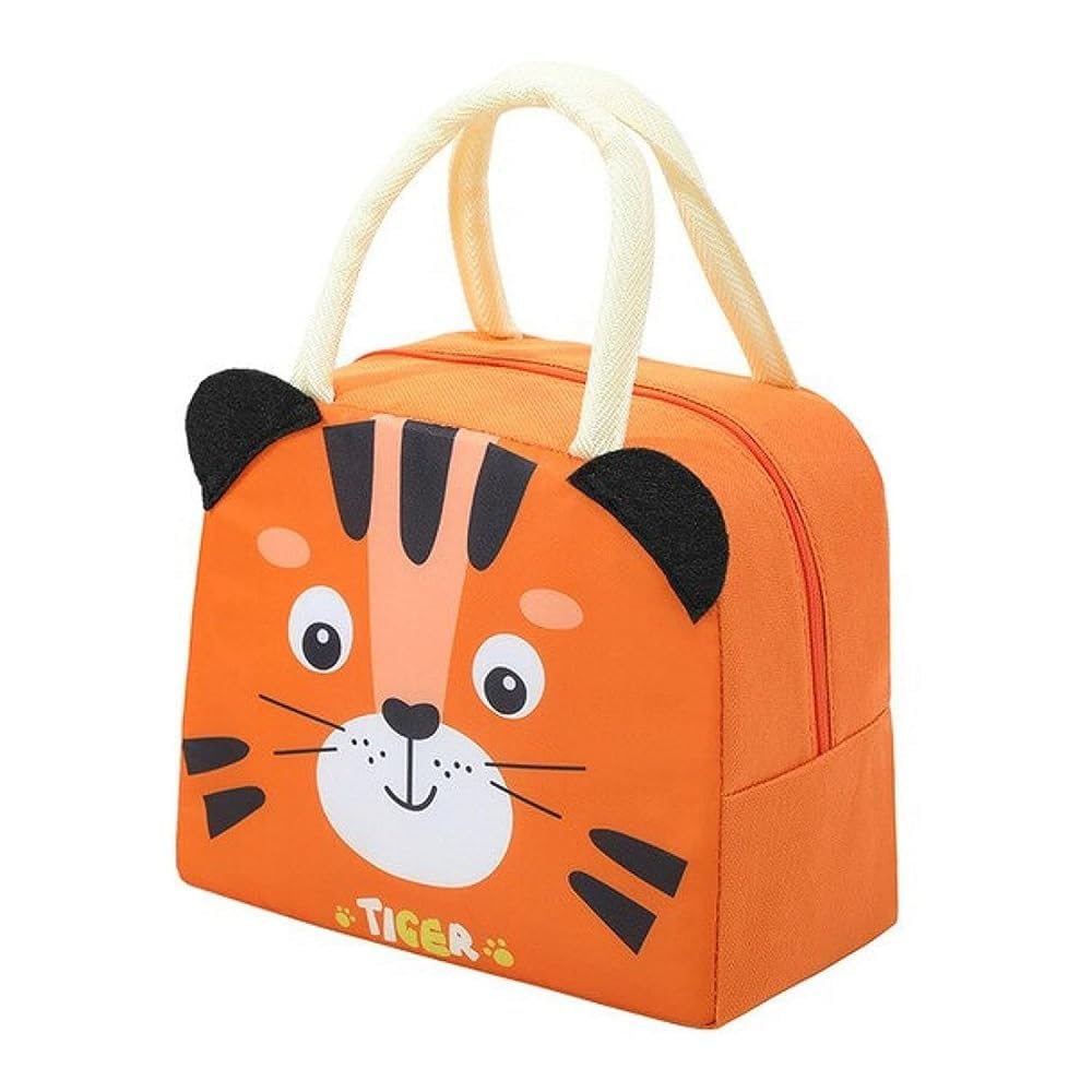 AASAISH Lunch Box Bag for School Kids Below 7 Yrs, Girls, Animal 3D Design Bag for Travel Picnic Organize Store Hot & Cold Insulated Portable Tiffin Bag 23 x 19 x 10 cm Gift for Diwali (Tiger Orange)-image-48
