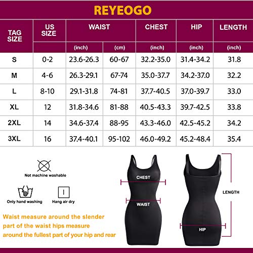 Reyeogo Full Slip Shapewear Dress For Women Adjustable Spaghetti Strap Under Dresses Tummy Control Camisole Slip Dress Body Shaper (Black, Medium) #TOP6