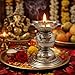 Stainless Steel Diyas for Pooja Deepak for Puja Aarti Oil Lamp Pooja Articles Home Decor Item Showpieces House Warming Decoration Aarti Puja at Hindu Temple Mandir Religious Diwali Gifts