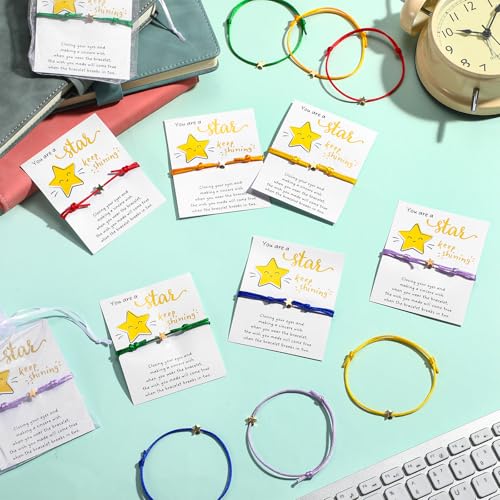 Wish Bracelets Bulk Star Bracelet Set with You Are a Star Wish Cards Organza Bags for Friends Family3