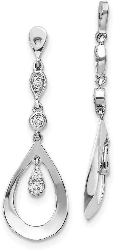 10K 14K Gold Teardrop Dangle Diamond Earring Jackets (L- 29 mm, W- 8 mm)