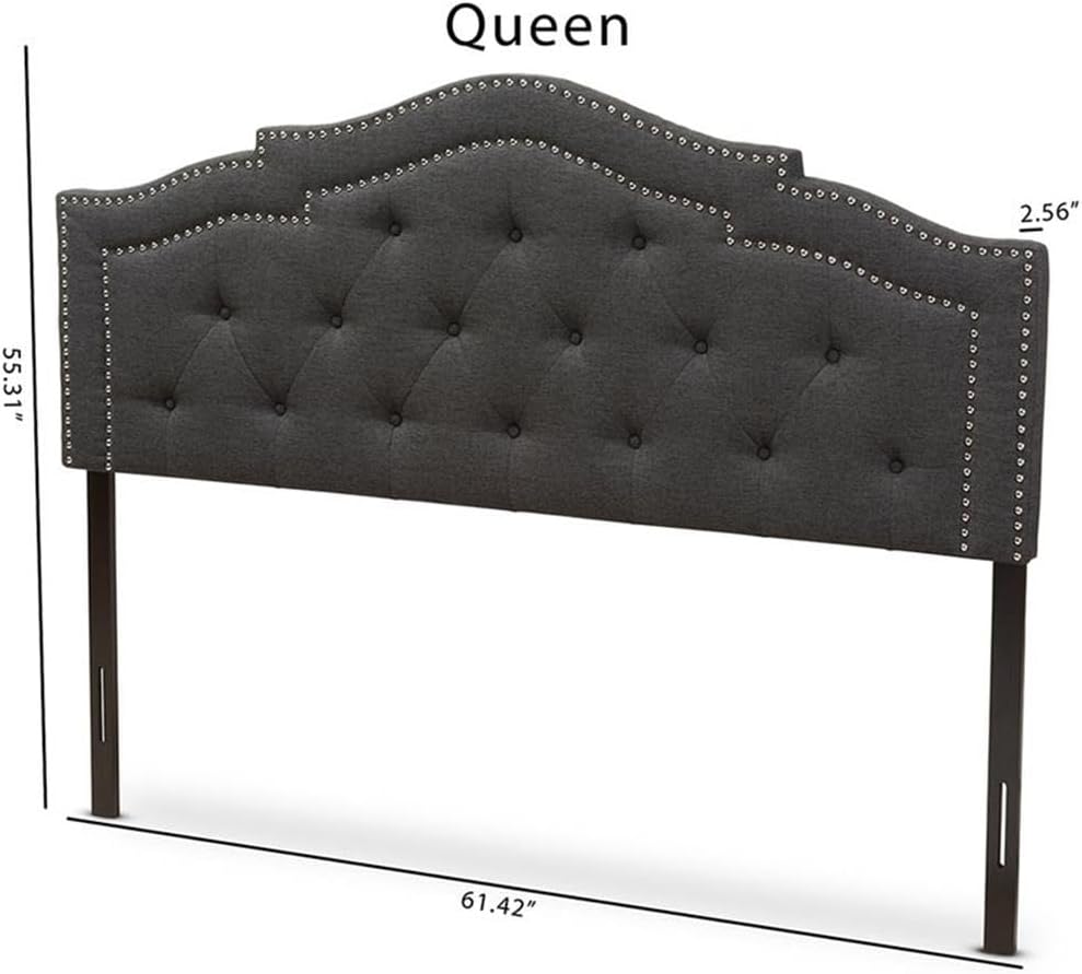 Baxton Studio Edith Tufted Queen Panel Headboard in Dark Gray