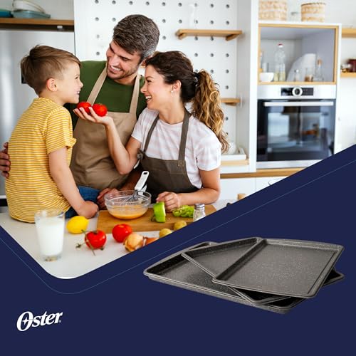 OSTER Conjunto de Assadeiras Antiaderentes 3 Peças com Grelha Greystone - Construção Resistente de A