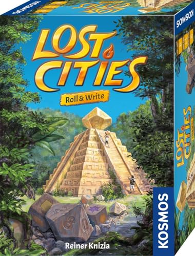 KOSMOS 680589 Lost Cities - Roll & Write, Das beliebte Abenteuer-Spiel als Würfelspiel mit Spielblock und sechs Würfel, für 2 bis 5 Personen, Gesellschaftsspiel für Erwachsene und Kinder ab 8 Jahre
