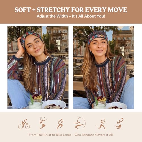 Image of AWUMBUK Wide Headbands for Women Knotted No Slip Head Bands Soft Turban Headband Hair Accessories Boho African Solid Color Head Wraps for Women Yoga Workout Pack of 6(Boho)