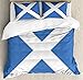 ABAKUHAUS Szkocja zestaw poszewek na kołdrę, flaga Real of a Nation Art, zestaw pościeli 3-częściowy z 2 poszewkami na poduszkę 230 x 220 cm - 70 x 50 cm, lazurowy niebieski i biały