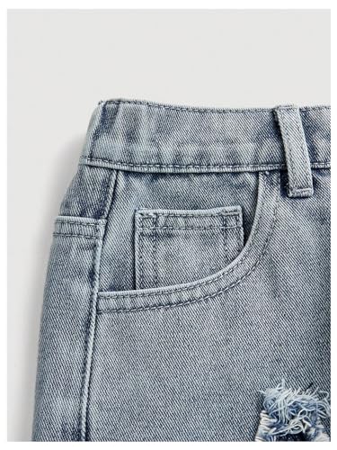 Verdusa Girl's Y2k Star Frayed Baggy Jeans Wide Leg High Elastic Waist Denim Pants3