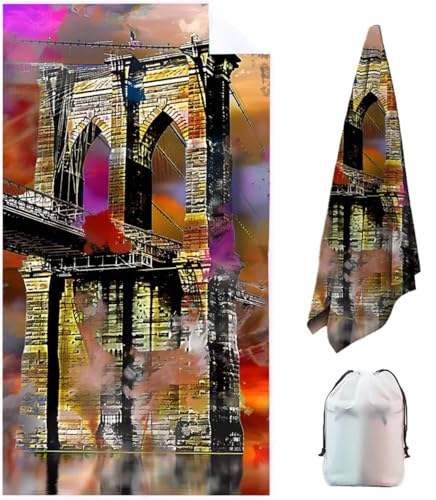 Telo Mare Ponte Asciugamano Microfibra Giallo Grande 180x90 cm Asciugamano Palestra Uomo Telo Mare Personalizzato, Asciugatura Rapida, Assorbente, Antisabbia Leggero Stuoia Spiaggia per Palestra QH-J