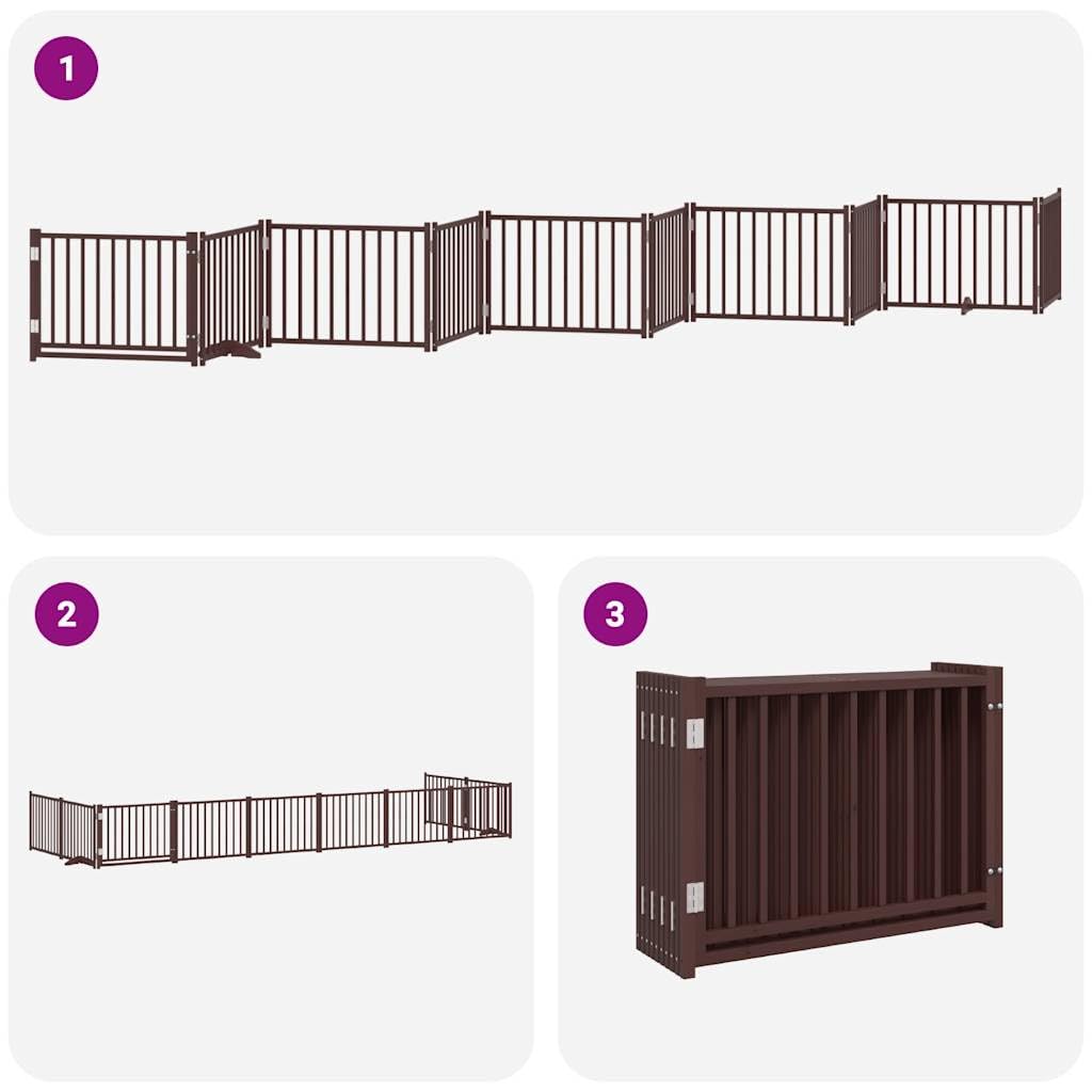 Homgoday Puerta de Perros Plegable 10 Paneles Madera álamo marrón 800 cm para Perros Plegable Valla para Mascotas Pequeña Barrera de Seguridad
