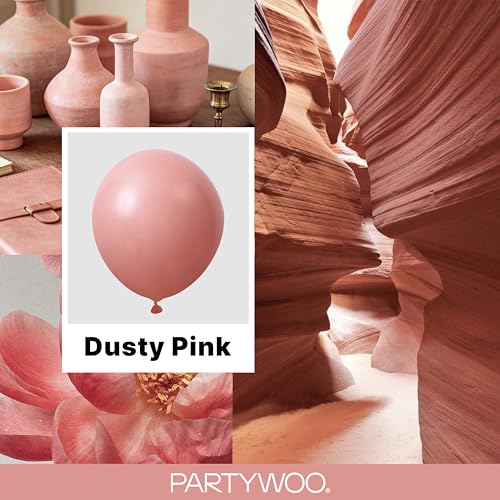 Image of PartyWoo Dusty Pink Balloons 100pcs Different Sizes of 18 12 10 5 Inch Blush Pink Dusty Rose Boho Netural Balloon Arch Kit Garland for Baby Shower Princess Girl Birthday Party Decorations Pink-F01