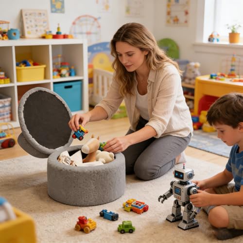 Pouf de rangement rond pour petits salons : dites adieu au désordre