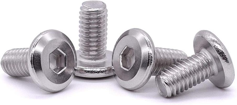 EASTLO M6-1.0 x 10mm (30 PCS) Hex Socket Head Cap Screws Furniture Screws, 304 Stainless Steel 18-8, Round Head Connector Screws for Furniture,Binding Screws