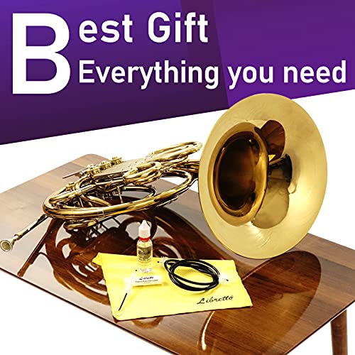 Image of Libretto French Horn ALL-INCLUSIVE Cleaning & Care Kit with Instructions: Valve Oil + Slide Grease + Cleaning Cloth + Mouthpiece & Bore Brushes, Giftable Handy Case. Clean & Extend Life of your Horn
