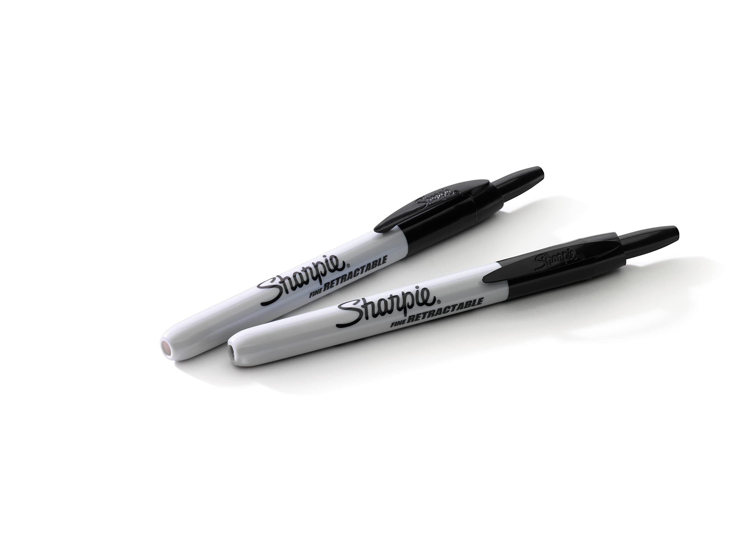 SHARPIE Pennarello indelebile retrattile nero con punta fine per una scrittura precisa, adatto per uso multiuso, senza sbavature, articoli di cancelleria per ufficio, confezione da 12