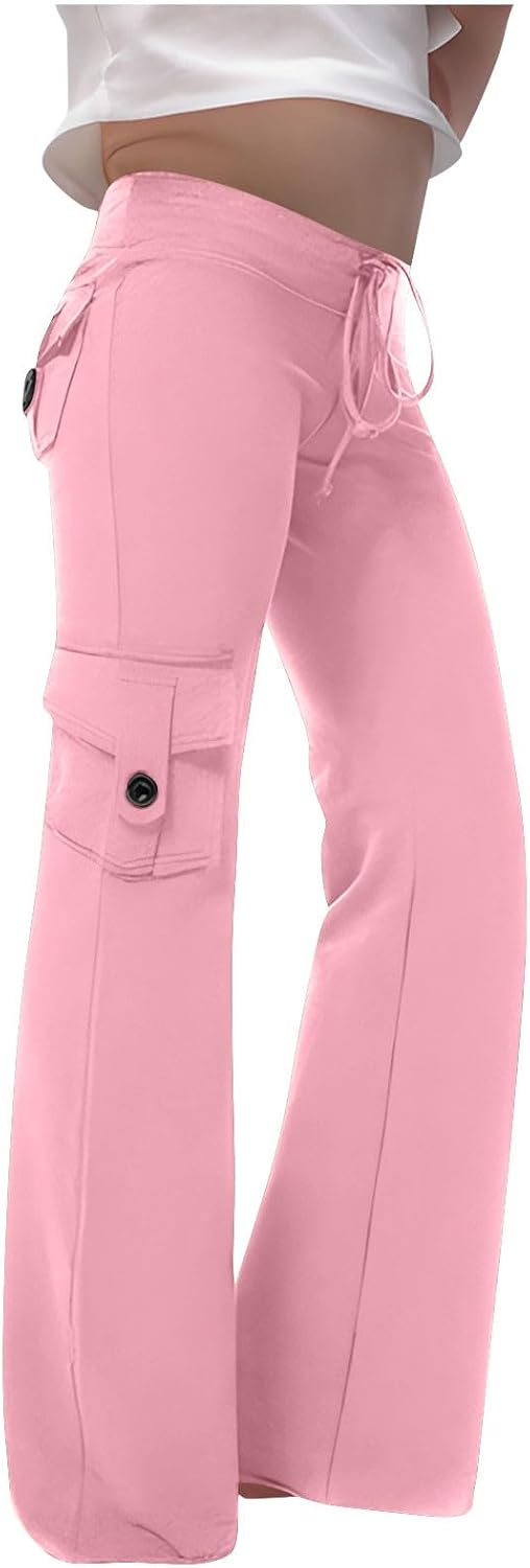 Cargo Yoga Pants for Girls Kids Fashion Y2k Athletic Pants Straight Leg Outdoor Hiking Leggings with Multic Pockets