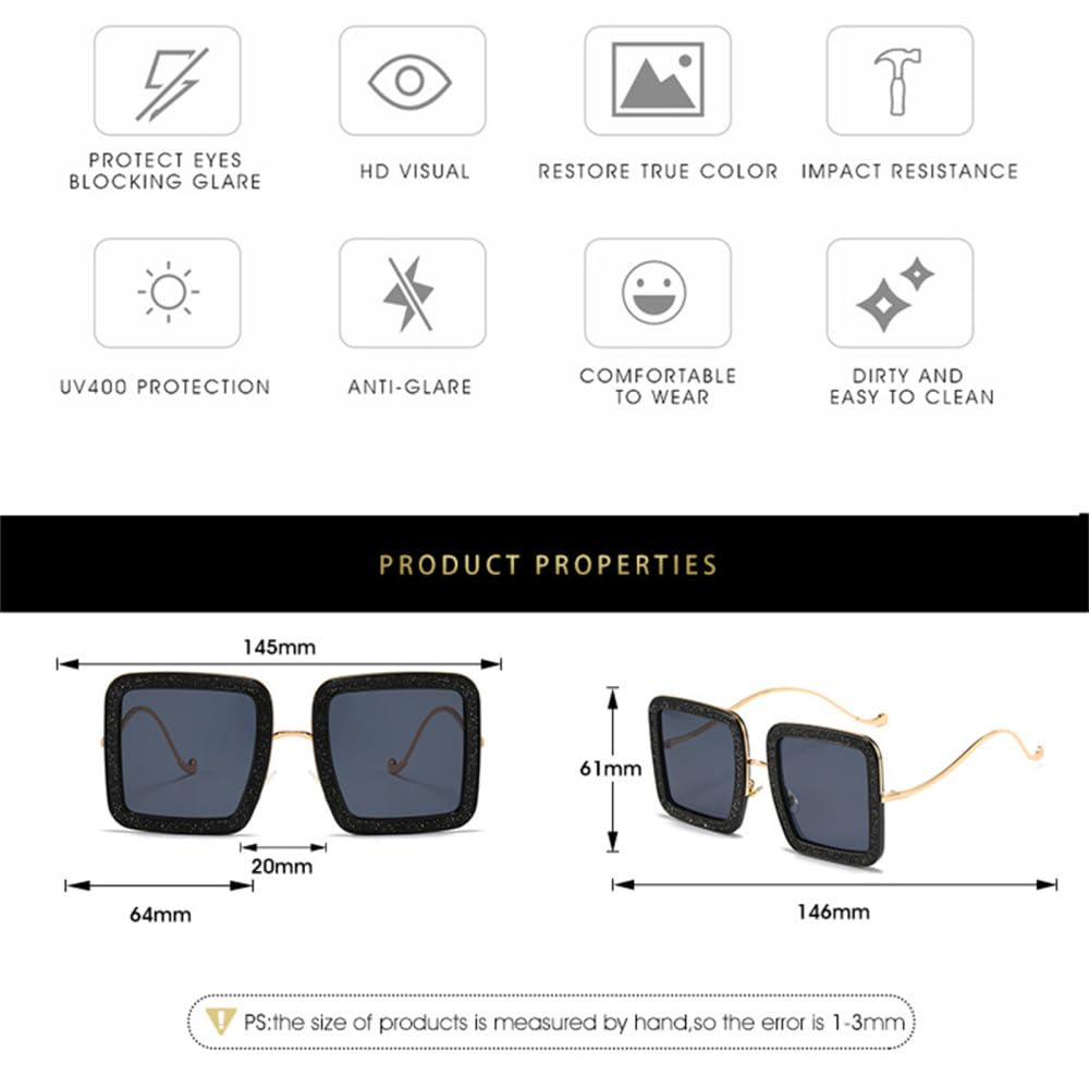 Sonnenbrille Damen farbig schwarz übergroße Sonnenbrille Herren UV400 Tönung Shades Brillen