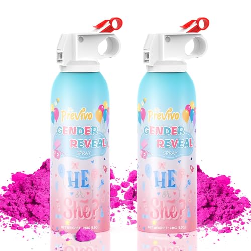 Ougist Gender Reveal Smoke Cannon (Girl) - Pink Powder Spray Blaster for Baby Reveal Party - 10s Continuous Spray Fire Extinguisher Style - Cornstarch for Outdoor Announcements (2 Pack)