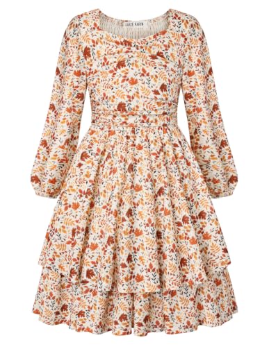 GRACE KARIN Teen Girls Thanksgiving Outfits Fall Floral Dresses Size 8-10