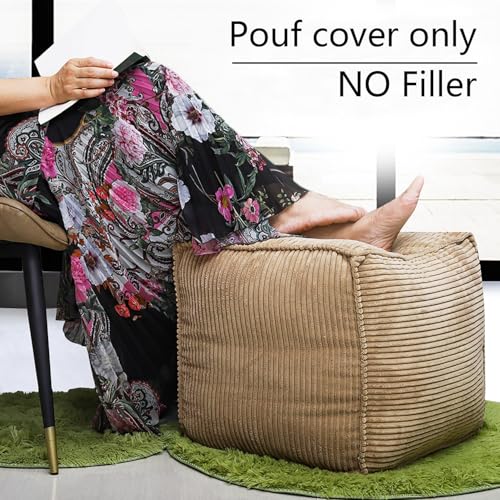 Louis-Donne-17-Strip-Unstuffed-Pouf-Ottoman-Cover-Square-Space-Saving-Organizer-Footrest-Cover-Indoor-Outdoor-Reading-Room-Kid-Pets-Girls-Super-Soft-Cotton-Fabric-Yellow-Only-Cover Louis Donne 17 Strip Unstuffed Pouf Ottoman Cover Square Space Saving Organizer Footrest Cover Indoor Outdoor Reading Room Kid Pets Girls Super Soft Cotton Fabric Yellow Only Cover