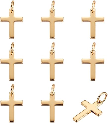 Craftdady 10 colgantes de cruz chapados en oro de 18 quilates de latĂłn y metal de larga duraciĂłn, adorno colgante chapado de 0.492 x 0.354 in para Craftdady 10 colgantes de cruz chapados en oro de 18 quilates de latĂłn y metal de larga duraciĂłn, adorno colgante chapado de 0.492 x 0.354 in para