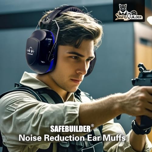 Image of SAFEBUILDER Ear Muffs Noise Reduction SNR 33dB Adjustable Lightweight Safety Earmuffs Sound Proof Noise Cancelling ANSI