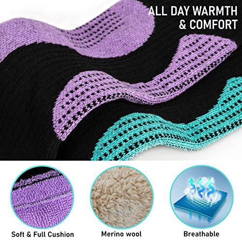Image of Merino Wool Ski Socks 2 Pairs, Thermal Knee High Warm Socks for Snowboarding, Hiking, Cold Weather, Snow, Hunting