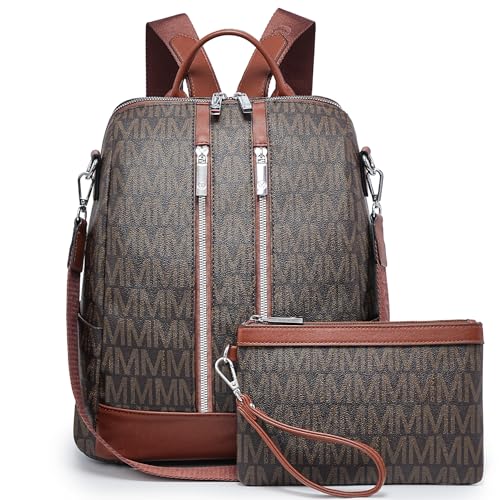 VANSARTO Backpack Purse for Women Vegan Leather Travel Backpack with Wristlet, Designer Convertible Shoulder Bag Satchel Handbag, Lightweight Fashion Backpack with Wide Strap, Coffee/Brown