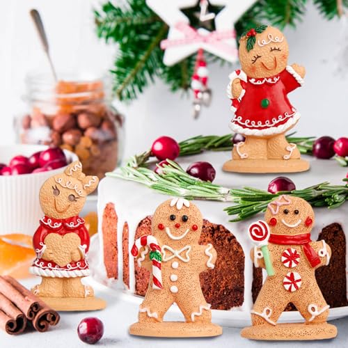 Hiawbon SDJBRTZ001 4Pcs Gingerbread Man Figurines, Christmas Gingerbread Man Ornaments thumb #5