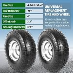 AR-PRO (2-Pack) 4.10/3.50-4" Tire and Wheel Flat Free - 10" Solid Rubber Tires Wheel with 5/8" Bearings and 2.2" Offset Hub - Perfect for Wheelbarrow, Hand Truck, Garden Carts, Yard Wagon Dump Cart | 5/8" Axle Bore Hole Bearings, 2.2" Offset Hub, for
