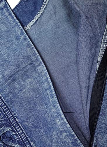 KIDSCOOL SPACE Baby Little Girl Red Heart Sequin Decoration Summer Short Sleeve Denim Dress4