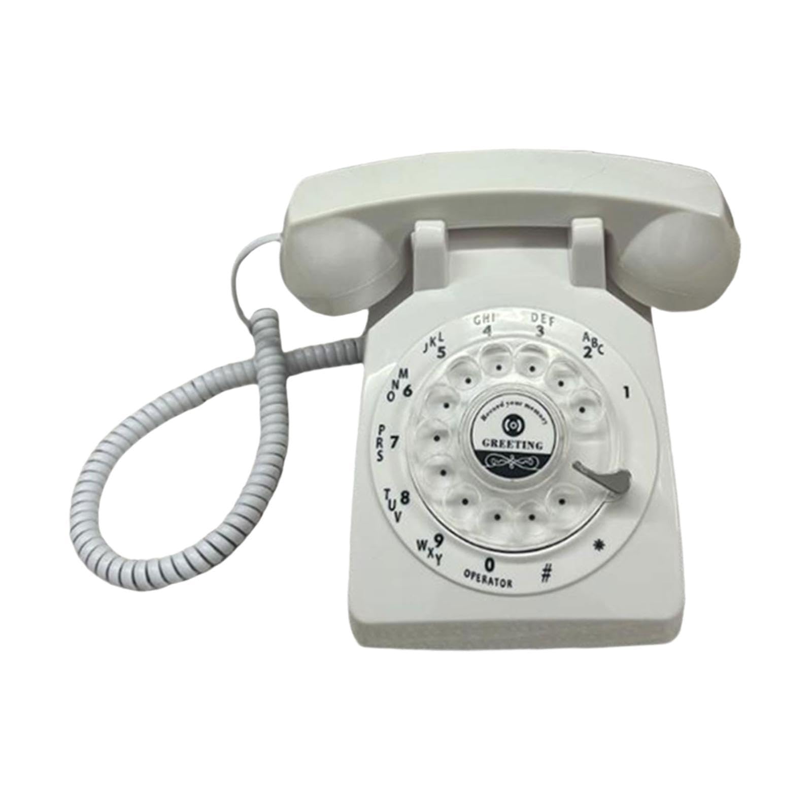 Sharplace Audio-Gästebuch-Telefon, Sprachrekorder-Telefon, klassisches Wählscheiben-Festnetztelefon, Modell mit Aufnahmetelefon für Brautpartys und Hochzeiten, Weiß