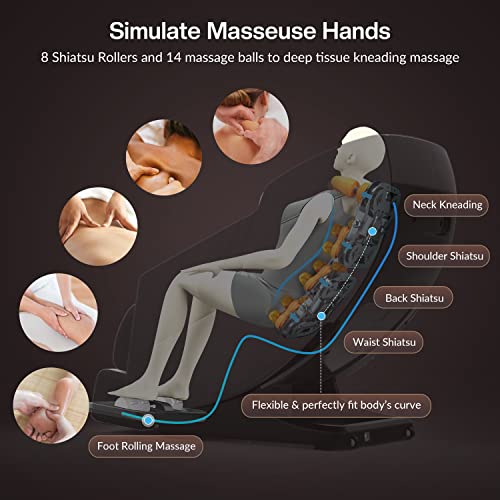 Comfier 2023 Massage Chair Full Body,Gifts For Women,Men,Zero Gravity Recliner With Sl Track, Bluetooth,Yoga Stretching,Air Compression,Foot Rollers,Heating,Shiatsu Kneading Chair Massager,Brown #TOP1