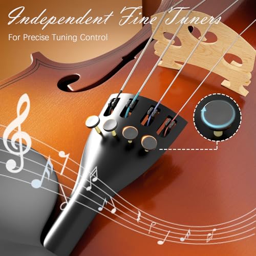 Image of 4 /4 Full Size Beginner Violin, Acoustic Fiddle Set for Adults, Teens, and Students (Age 12+), with Case, Bow, Bridge, and Rosin (Natural)