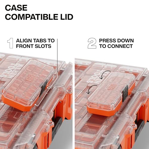 Image of Klein Tools 54400MBX MODbox Tall Compartment Box, Full-Width Tool Organizer, Small Parts Tool Box with 20 Compartments, 9 Removable Bins for Fasteners, Stackable Module